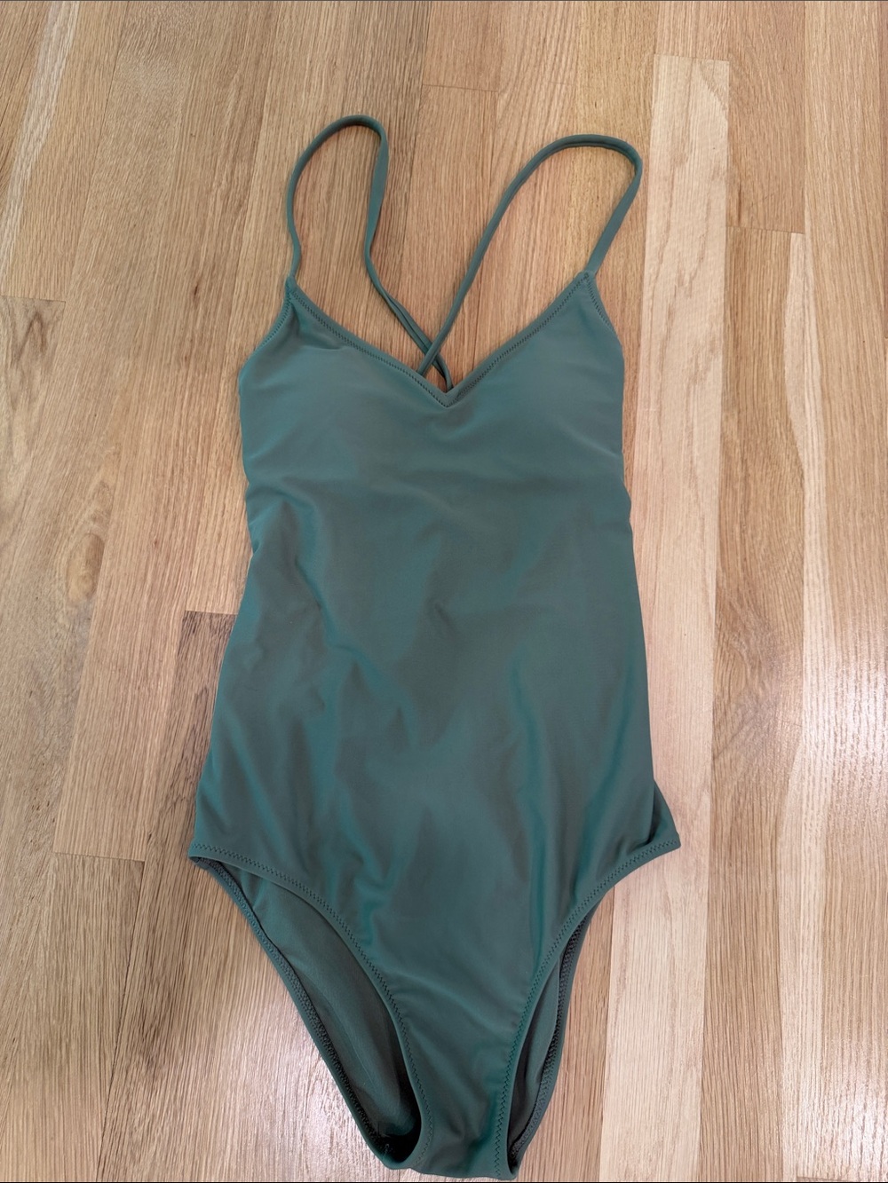 Aerie Olive Green One-Piece Swimsuit - crisscross back